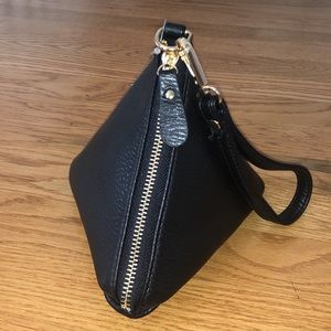Faux Black Leather wristlet/crossbody